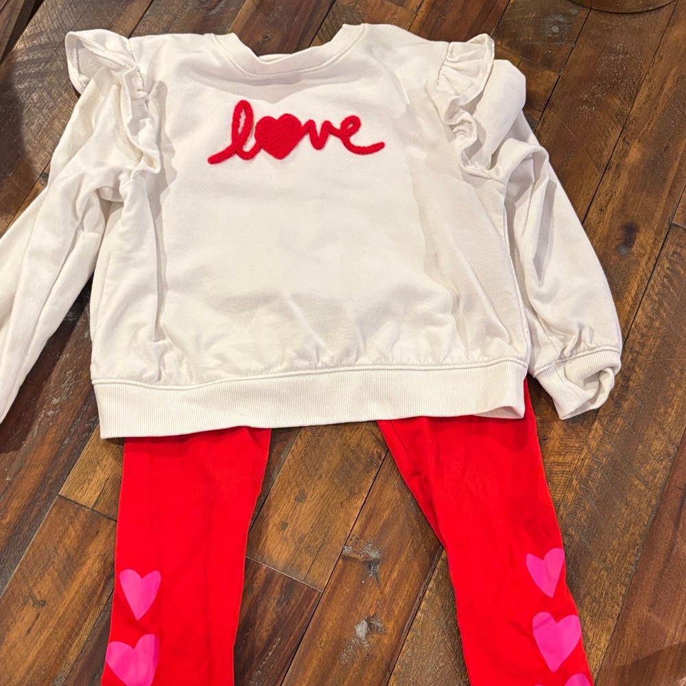 Red and Pink Heart Kids Sweatshirt  and Leggings